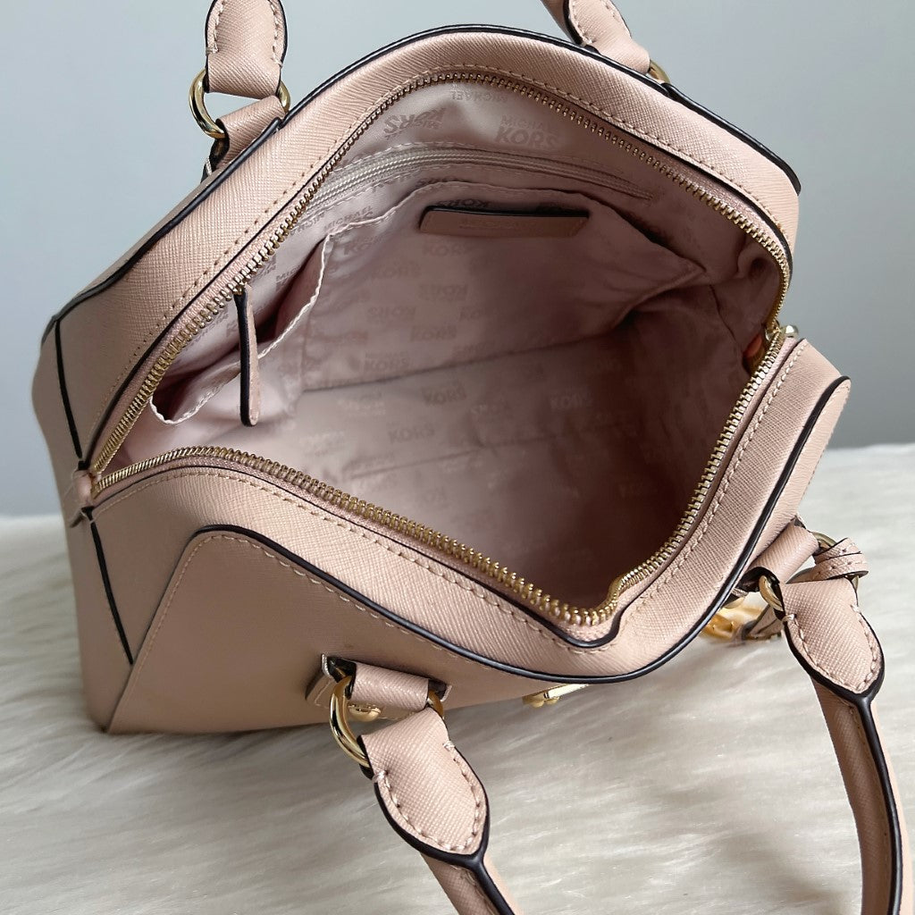 Michael Kors Blush Pink Leather MK Charm Boston Tote Bag