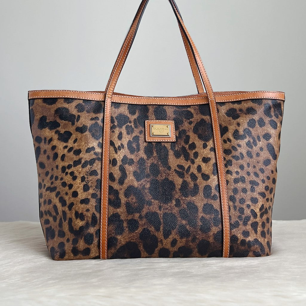 Dolce & Gabbana D&G Leopard Print Shopper Shoulder Bag Excellent