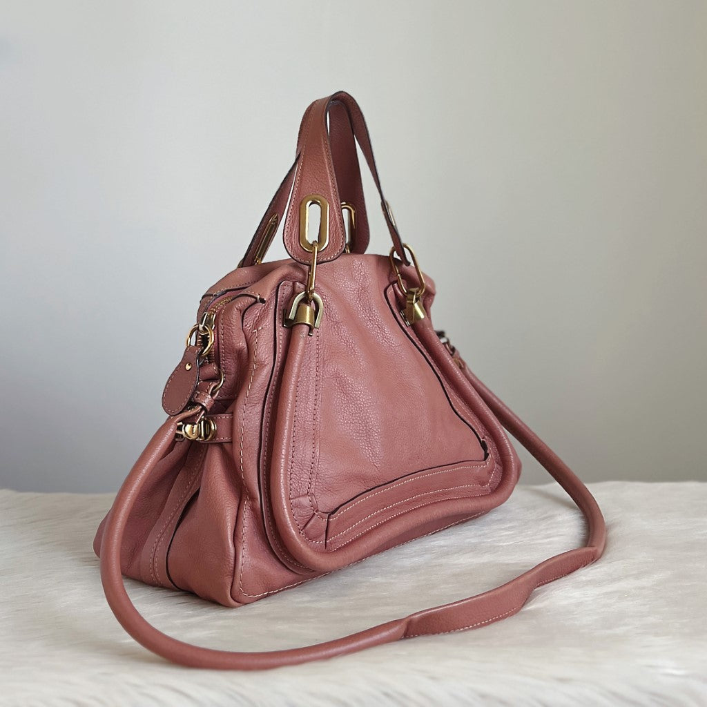 Chloe Rose Leather Paraty Large 2 Way Shoulder Bag