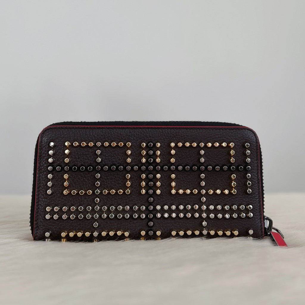 Christian Louboutin Signature Studs Zip Compartment Long Wallet Excellent