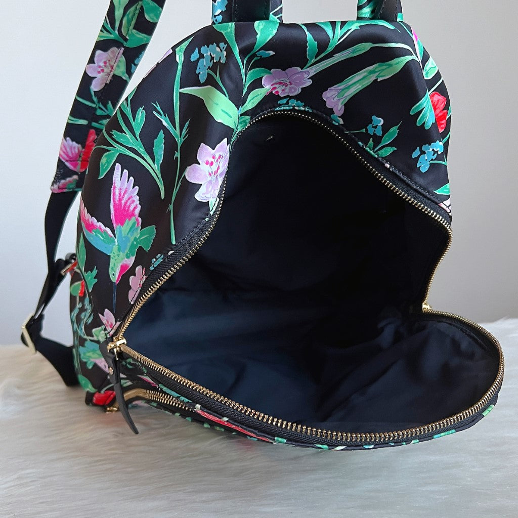 Kate Spade Floral Pattern Summer Romantic Backpack Excellent