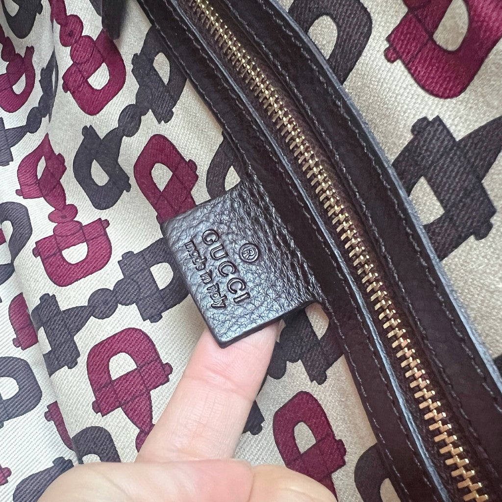 Gucci Chocolate Leather Signature Double G Detail Tote Bag