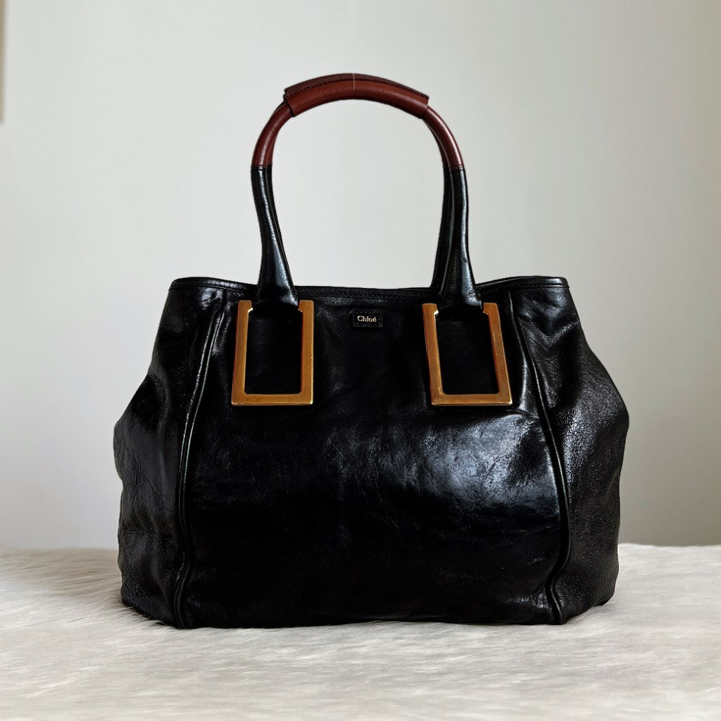 Chloe Black Leather Ethel Career Shoulder Bag