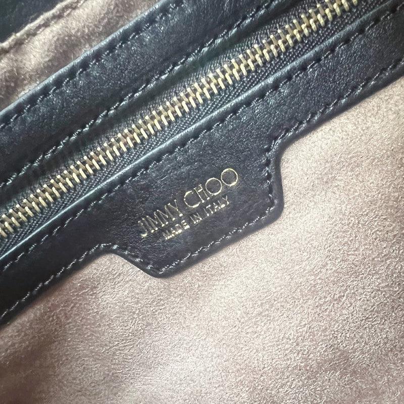 Jimmy Choo Signature Black Leather Solar Studded Shoulder Bag Excellent