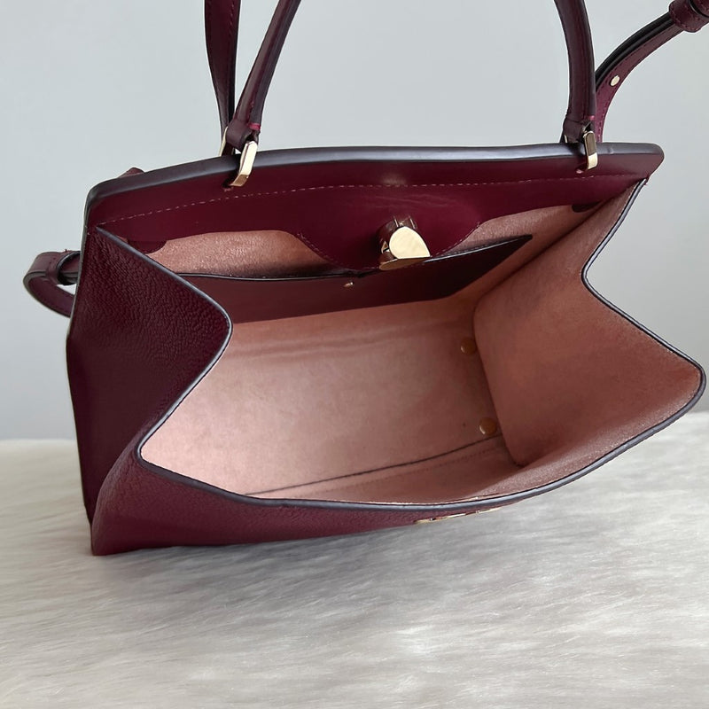 Kate Spade Bordeaux Leather Heart Turn Lock 2 Way Shoulder Bag Excelle ...