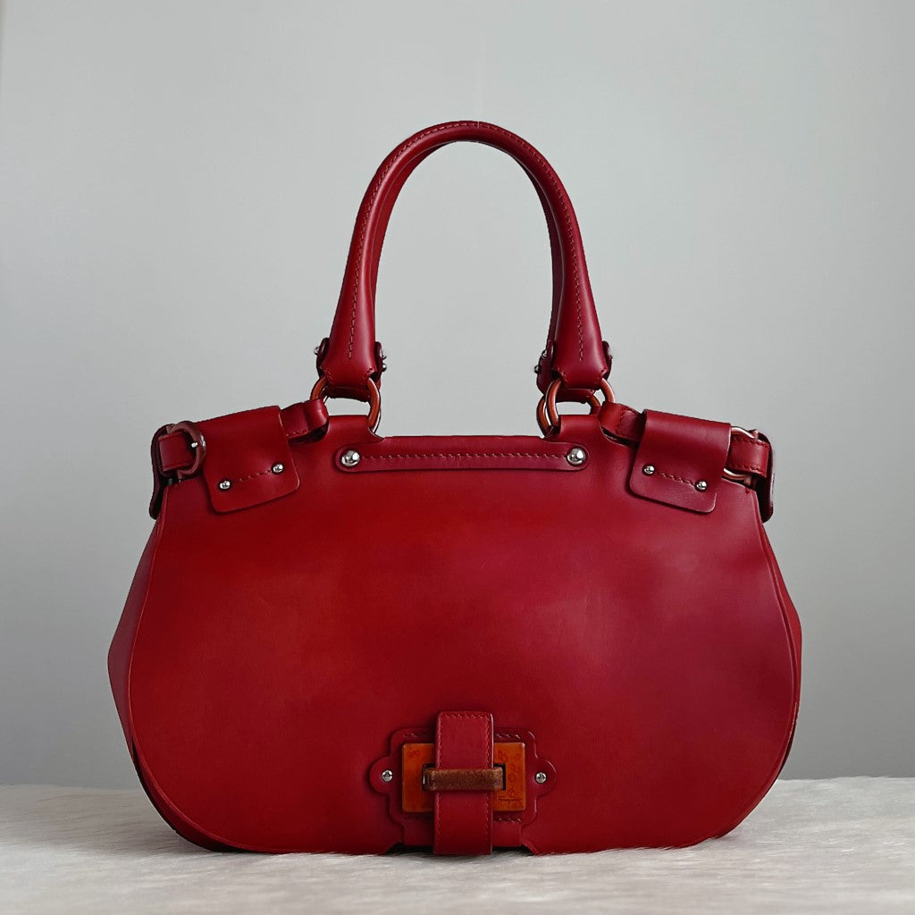 Salvatore Ferragamo Rusty Red Leather Front Detail Shoulder Bag