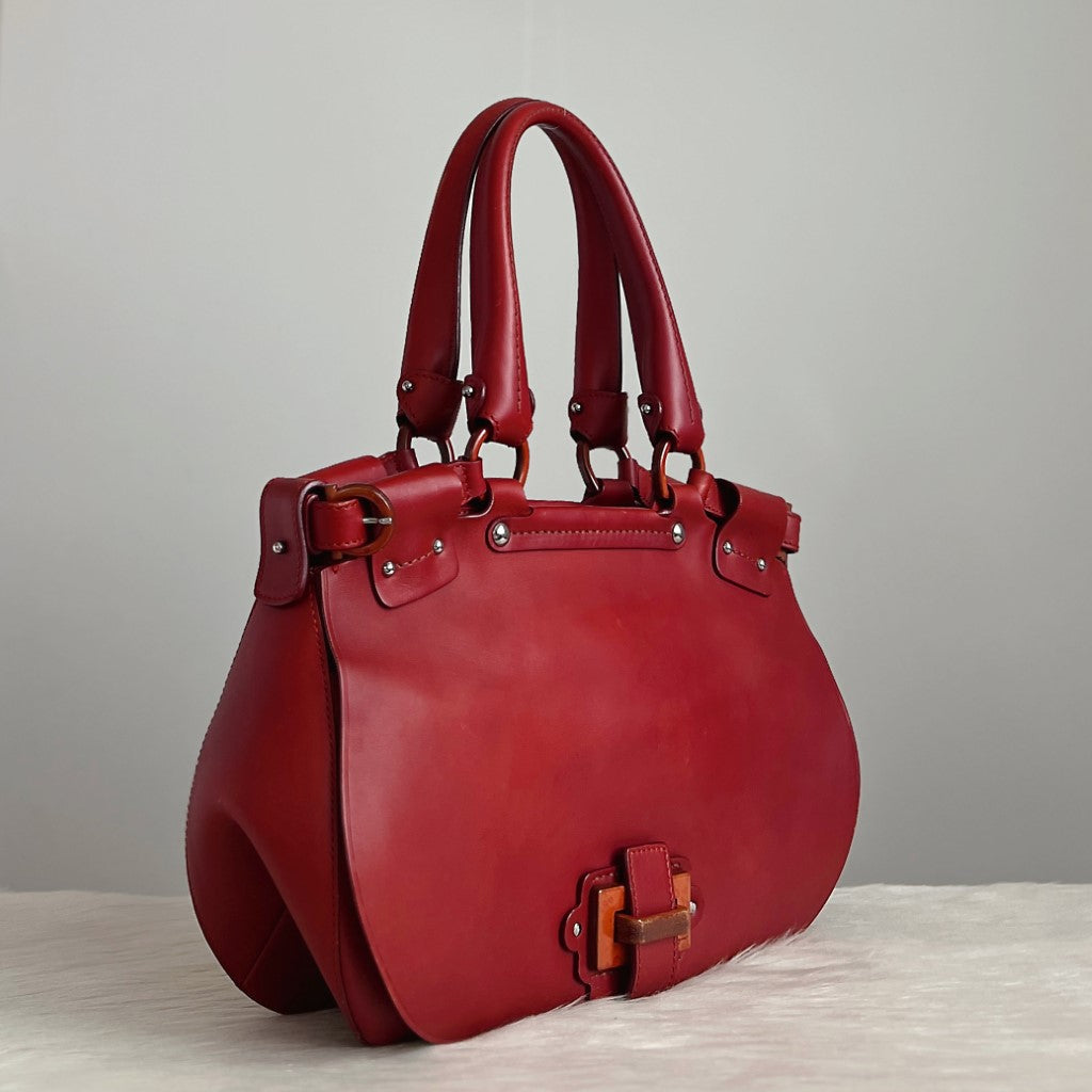 Salvatore Ferragamo Rusty Red Leather Front Detail Shoulder Bag