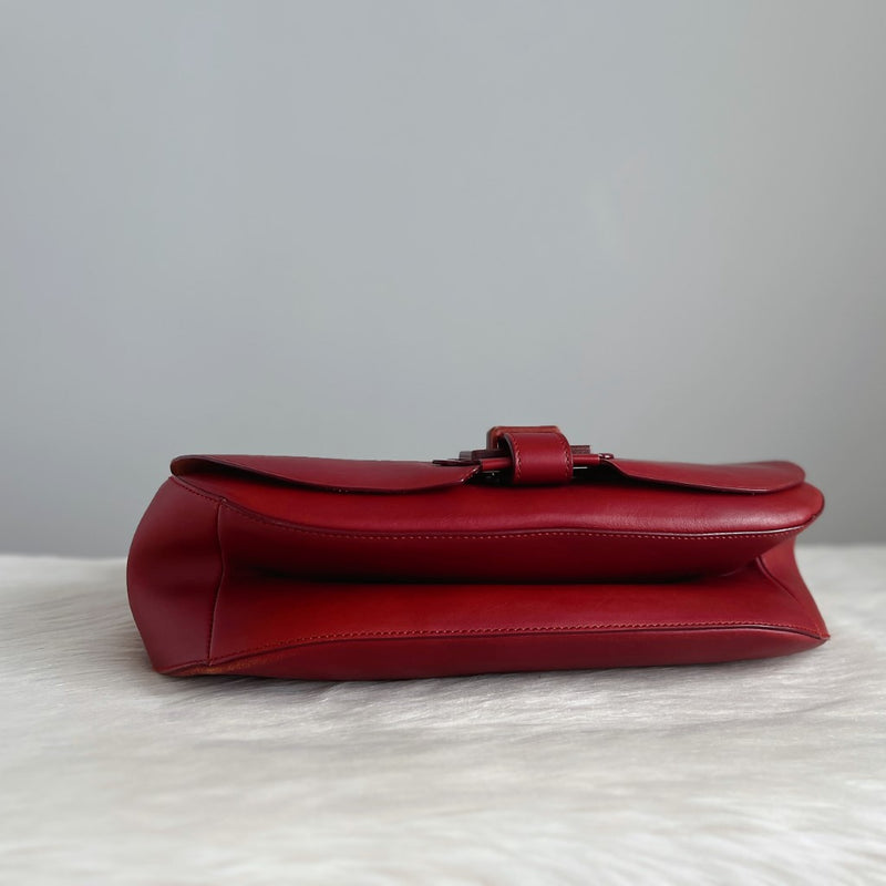 Salvatore Ferragamo Rusty Red Leather Front Detail Shoulder Bag