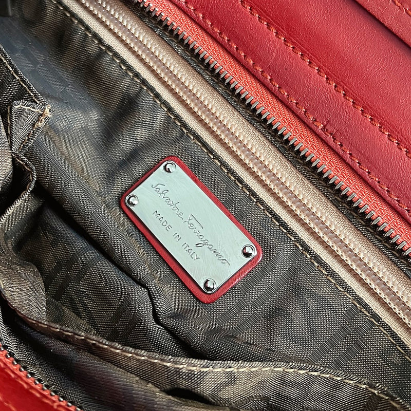 Salvatore Ferragamo Rusty Red Leather Front Detail Shoulder Bag