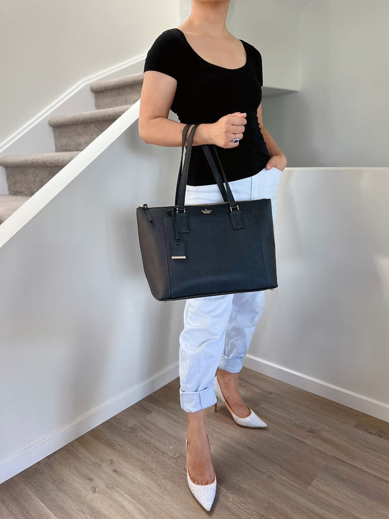 Kate Spade Black Leather Career Large Shoulder Bag Like New
