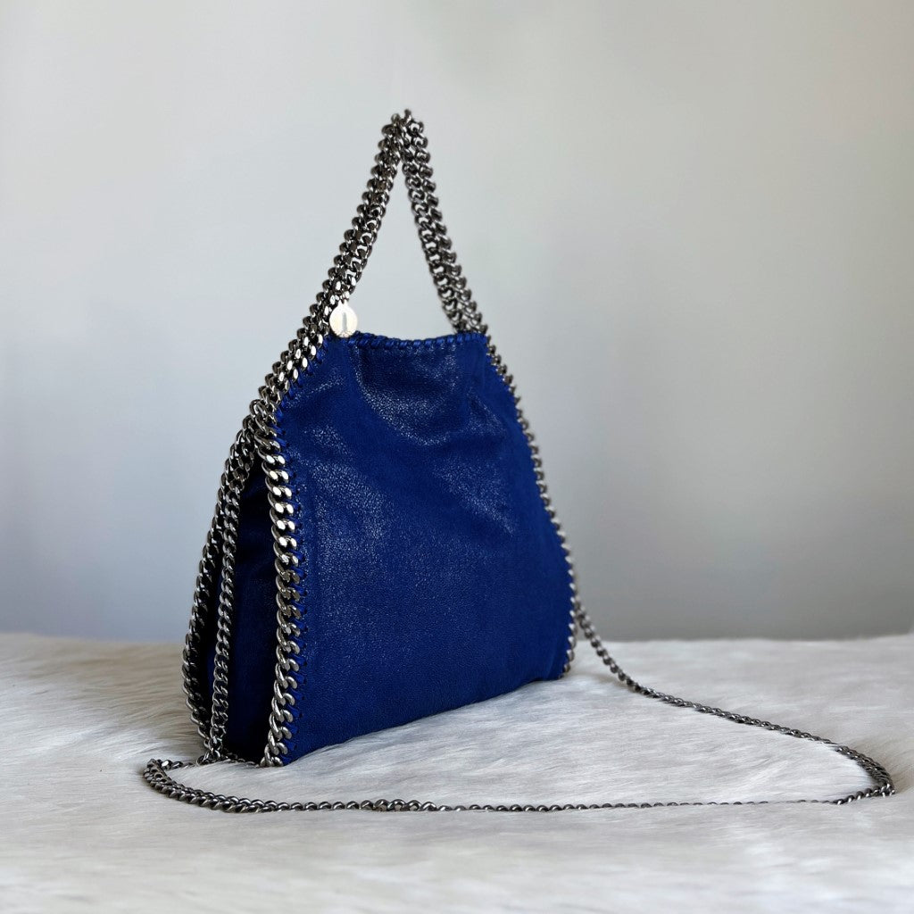 Stella Mccartney Metallic Blue Signature Mini Falabella Shoulder Bag Excellent