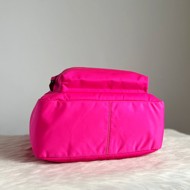 Coach Bright Pink Nylon Front Pocket Backpack Excellent