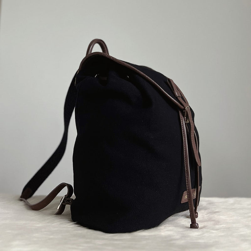 See by Chloe Black Canvas Drawstring Backpack Excellent