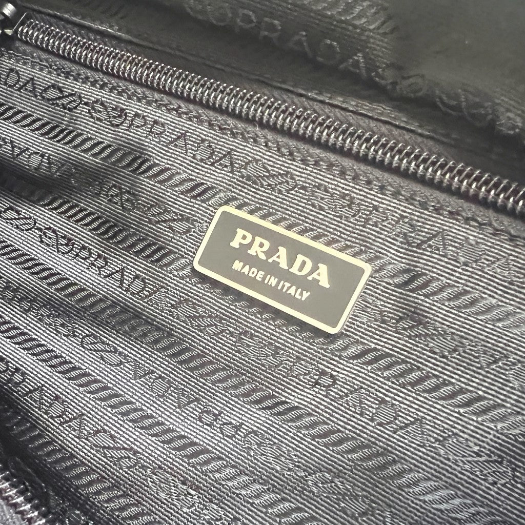 Prada Black Leather Patch Large 2 Way Shoulder Bag Excellent