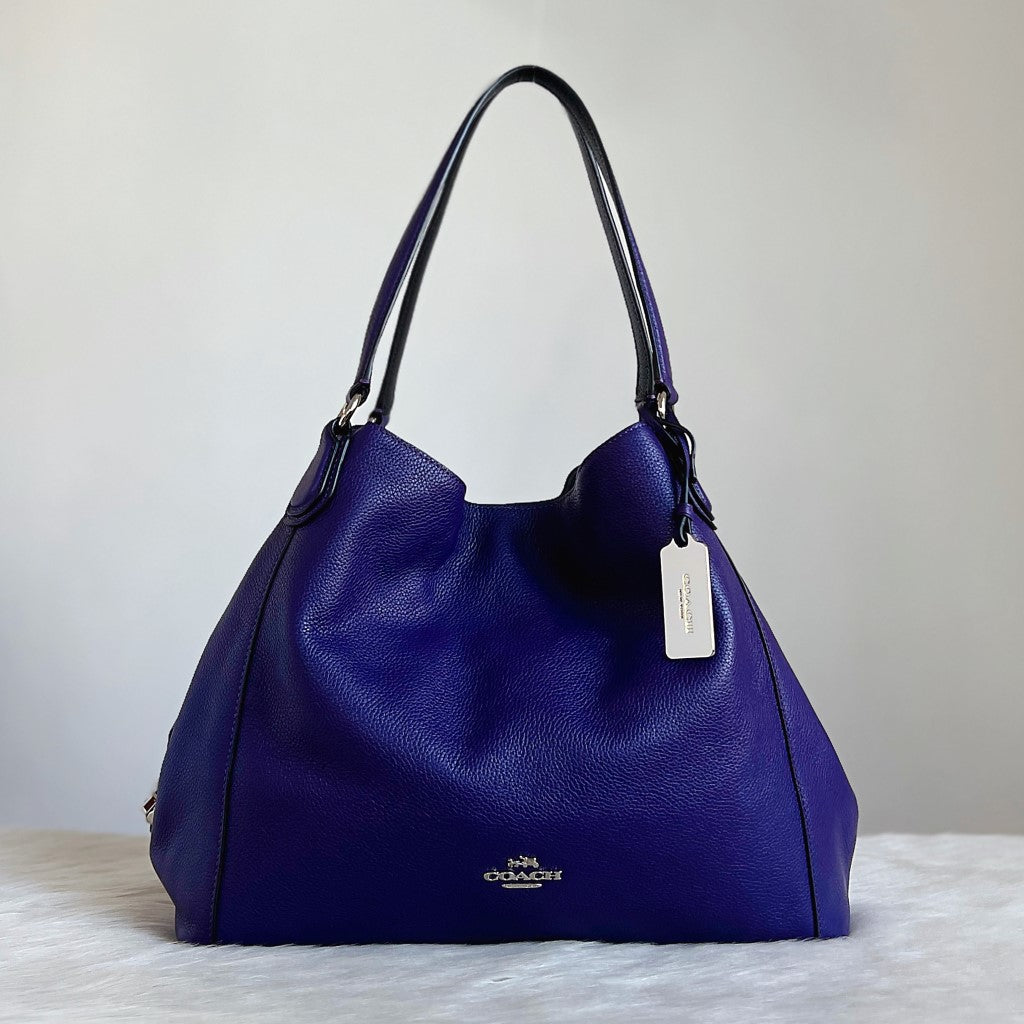 Coach Violet Leather Triple Compartments Shoulder Bag Like New