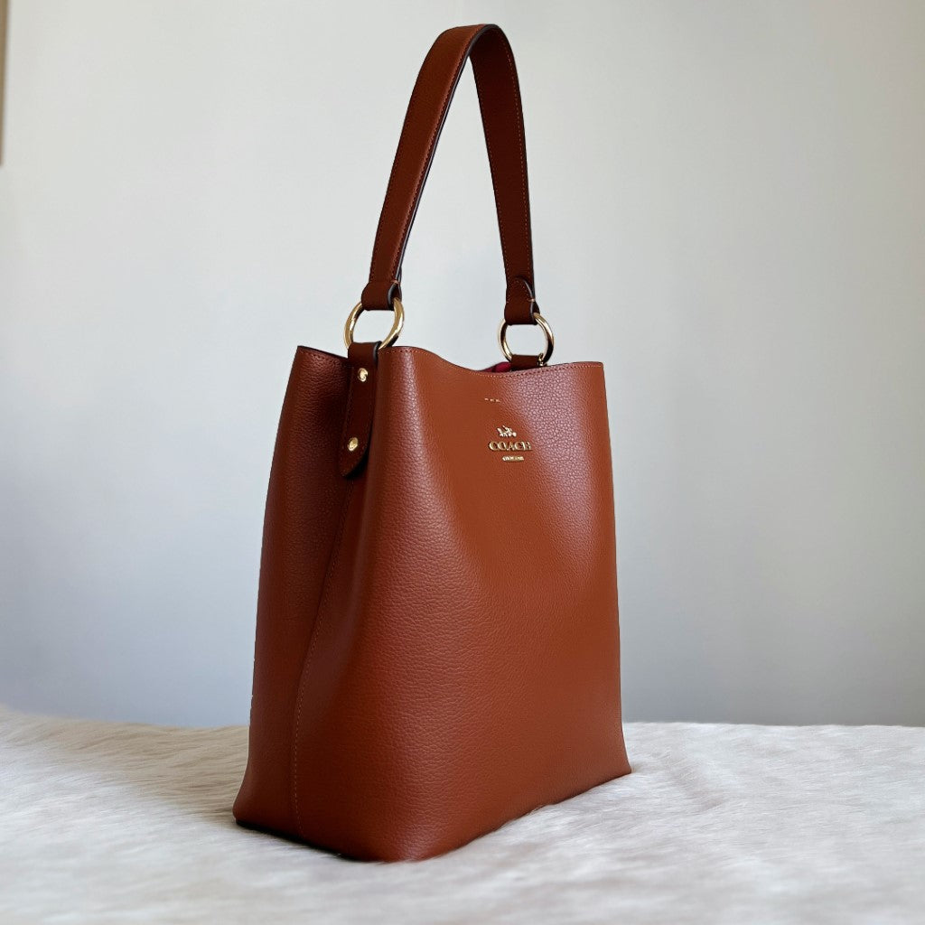 Coach Caramel Leather Bucket 2 Way Shoulder Bag Like New