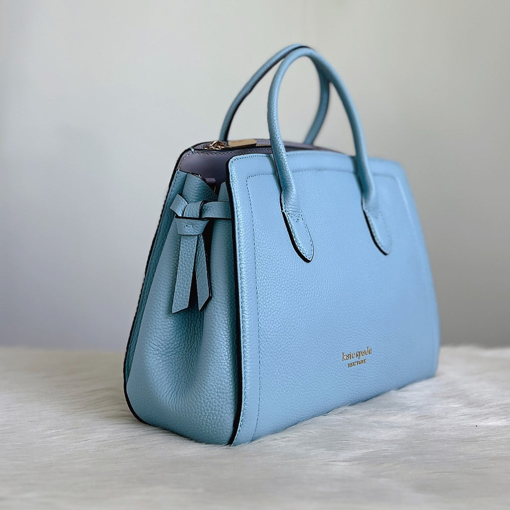 Kate Spade Blue Leather Double Compartment 2 Way Shoulder Bag Like New