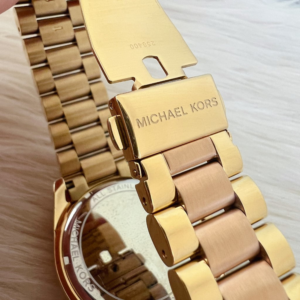 Michael Kors Two Tone Bradshaw Chronograph Women's Wrist Watch Like New