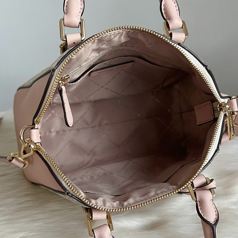 Michael Kors Pink Leather MK Monogram 2 Way Shoulder Bag Excellent