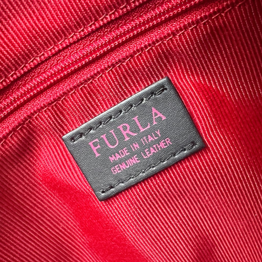 Furla Bright Fuchsia Leather Front Logo 2 Way Shoulder Bag Like New