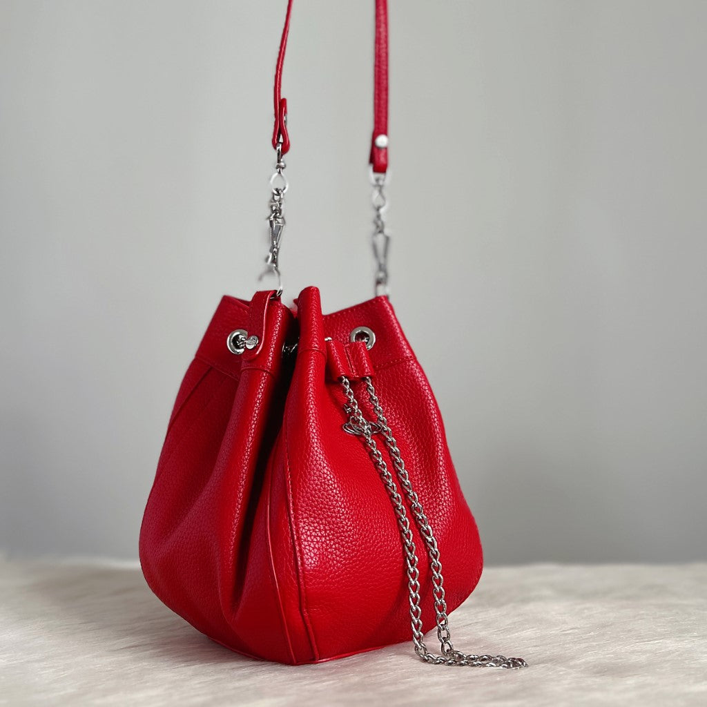 Vivienne Westwood Red Leather Drawstring Small 2 Way Shoulder Bag Like New