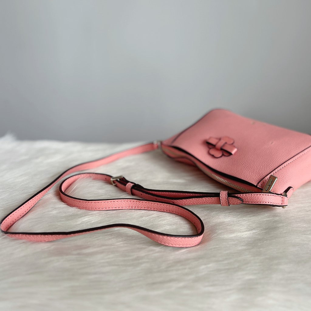 Kate Spade Pink Leather Front Bow Small Crossbody Shoulder Bag