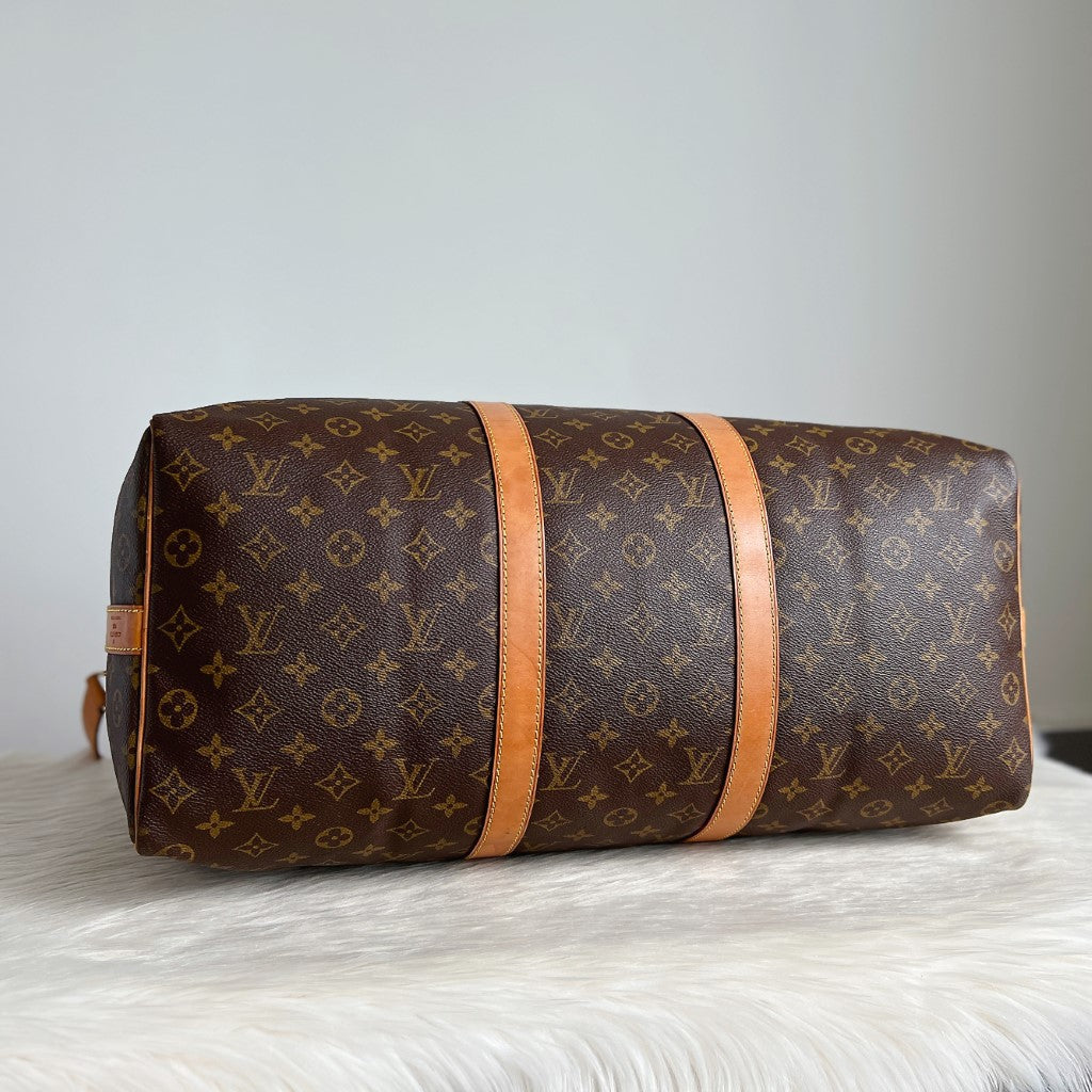 Louis Vuitton Signature Monogram Bandouliere Keepall 50 Travel Bag Full Set