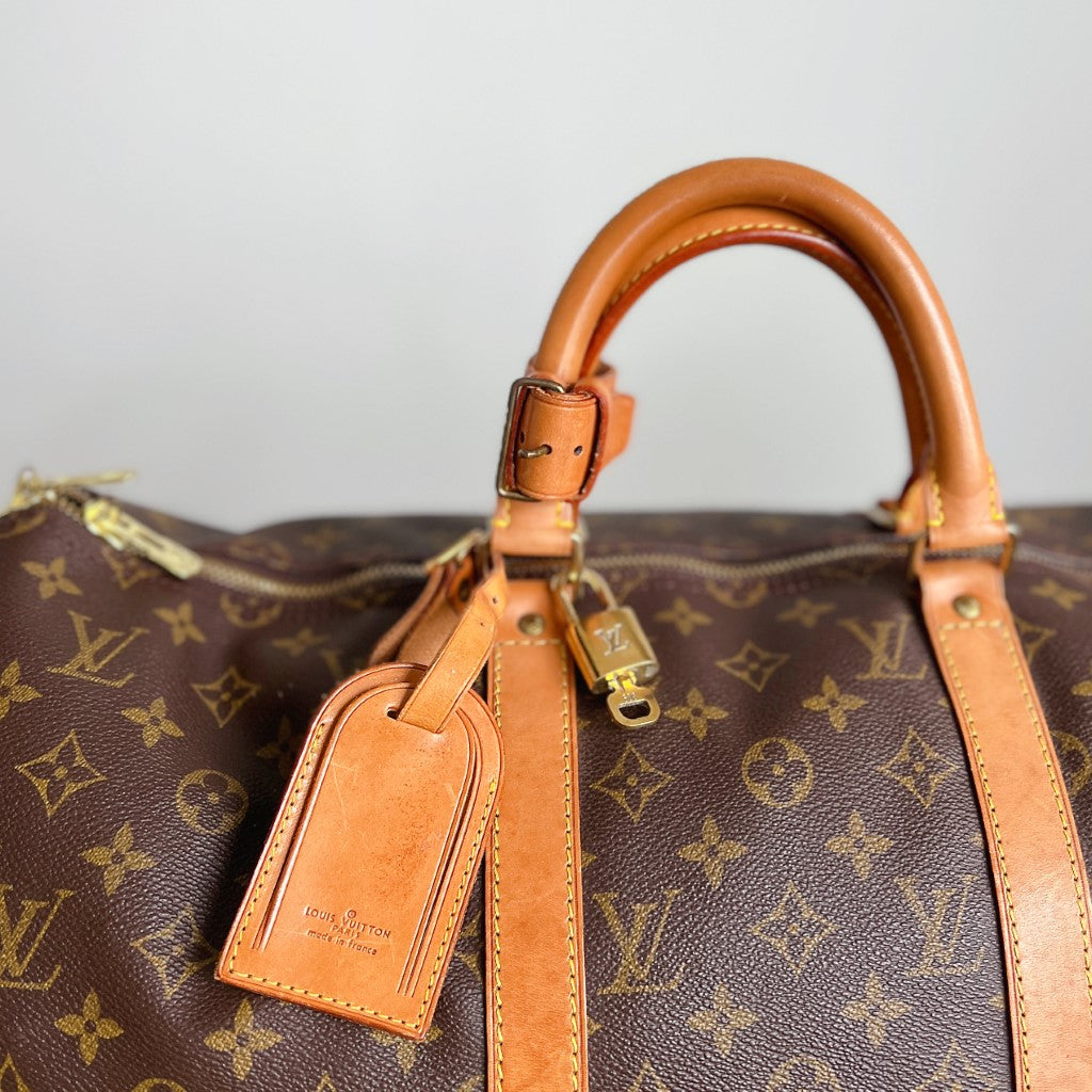 Louis Vuitton Signature Monogram Bandouliere Keepall 50 Travel Bag Full Set