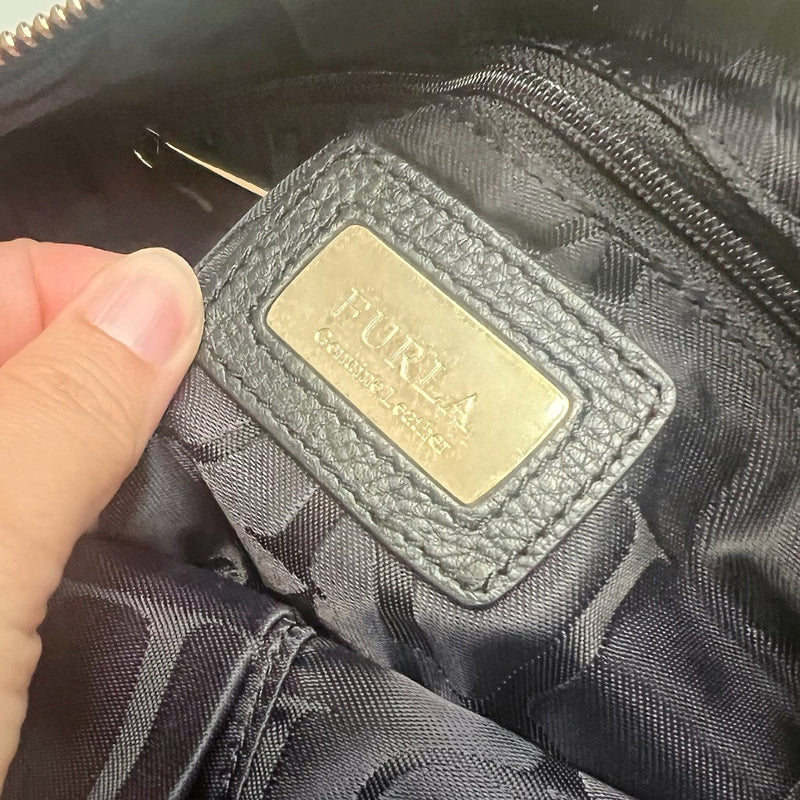 Furla Black Leather Front Pocket Crossbody Shoulder Bag