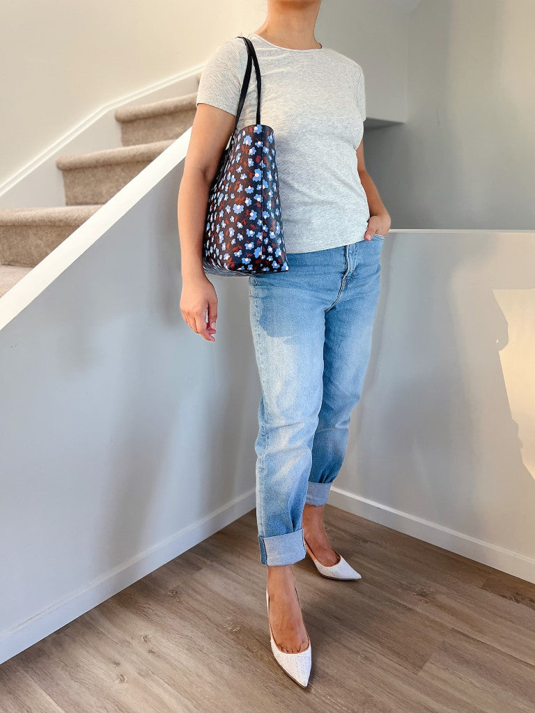 Kate Spade Floral Print Large Shopper Shoulder Bag+ Pouch Like New