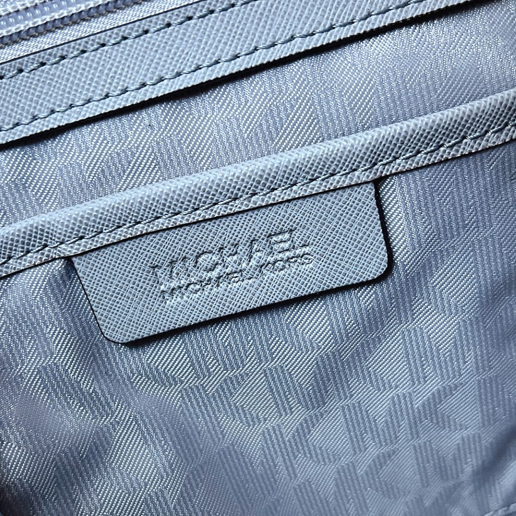 Michael Kors Grey Leather MK Logo Career Shoulder Bag Like New