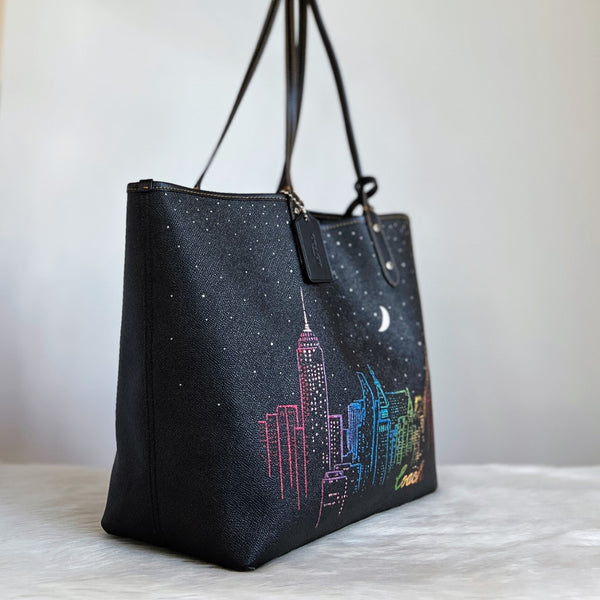 Coach City Print Large Shopper Shoulder Bag+ Pouch Like New