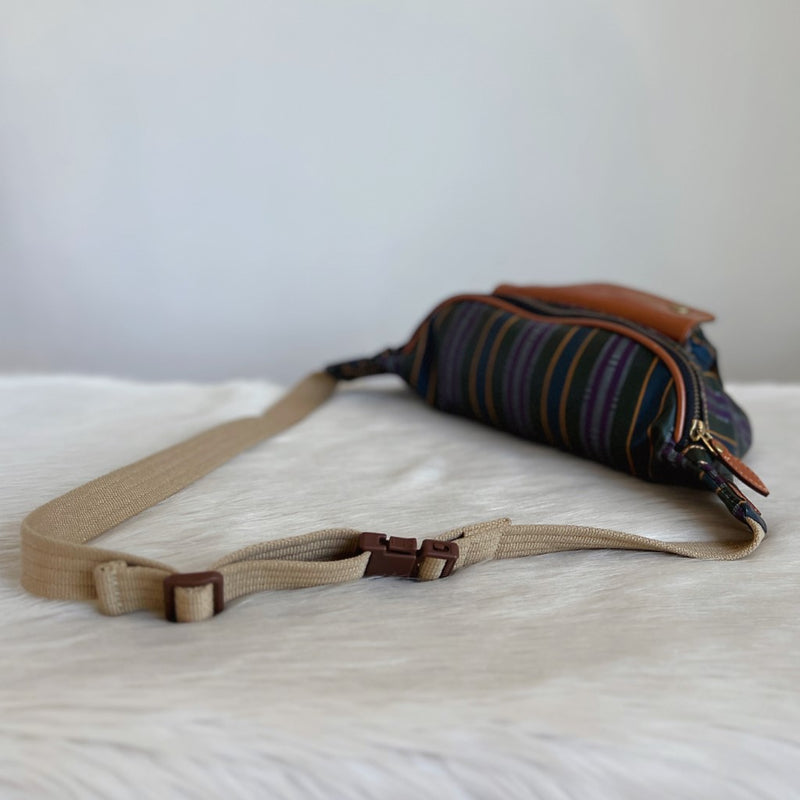 Kenzo Caramel Leather Pocket Stripe Detail Bum Bag Excellent Luxury Trade