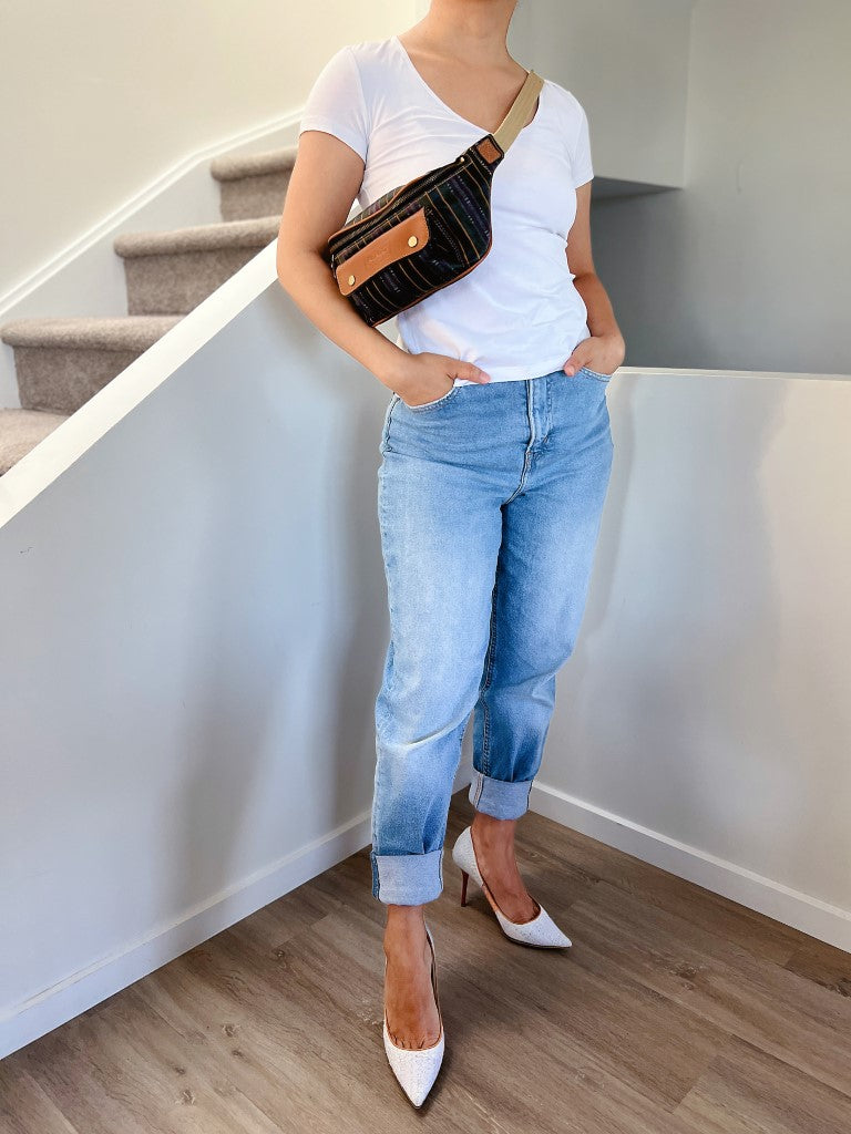 Kenzo Caramel Leather Pocket Stripe Detail Bum Bag Excellent Luxury Trade