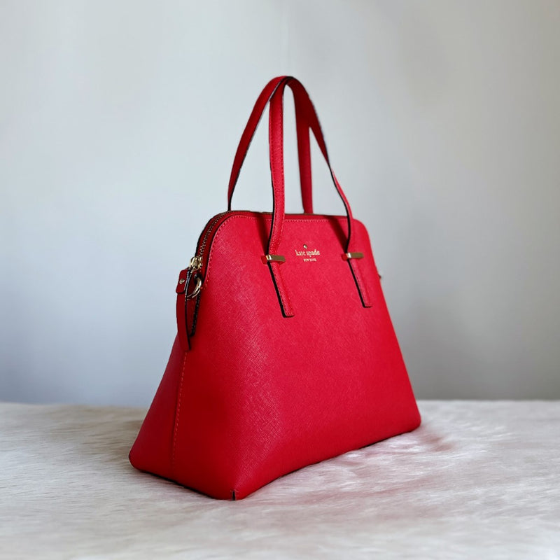 Kate Spade Red Leather Front Logo 2 Way Shoulder Bag Like New