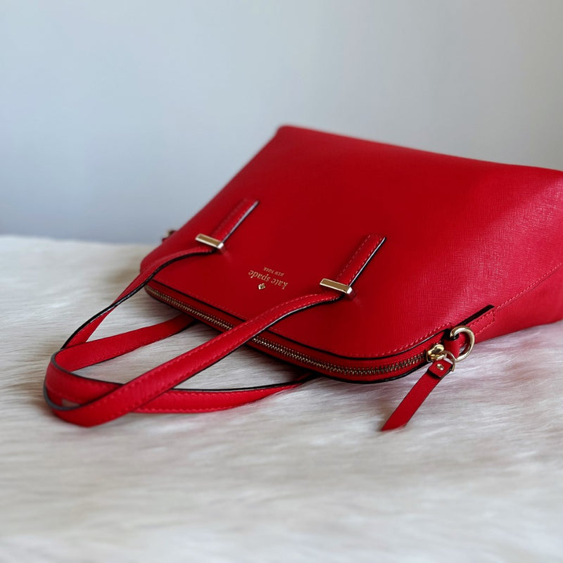 Kate Spade Red Leather Front Logo 2 Way Shoulder Bag Like New