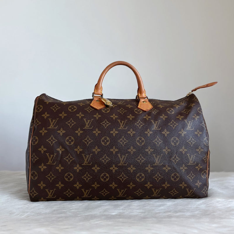 Louis Vuitton Signature Monogram Large Speedy 40 Bag + Lock & Keys