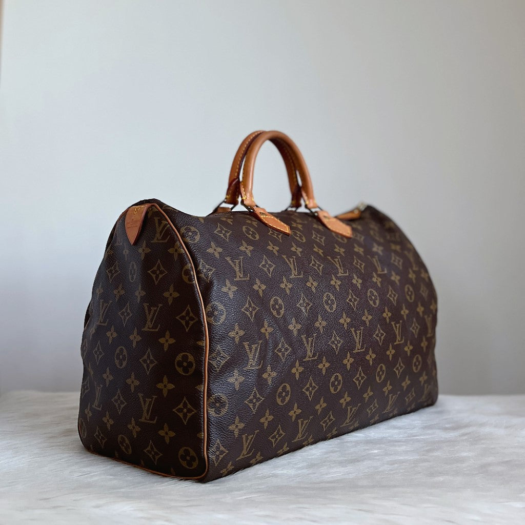 Louis Vuitton Signature Monogram Large Speedy 40 Bag + Lock & Keys