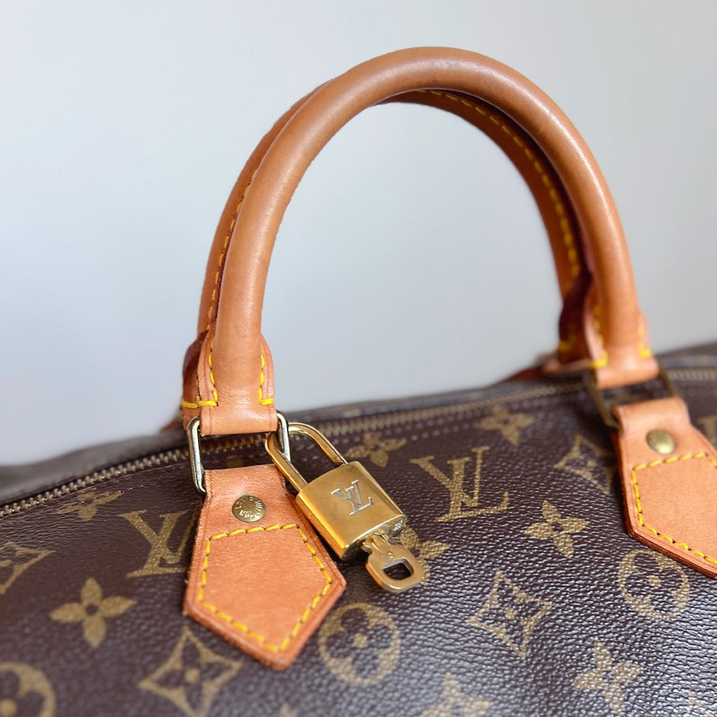 Louis Vuitton Signature Monogram Large Speedy 40 Bag + Lock & Keys