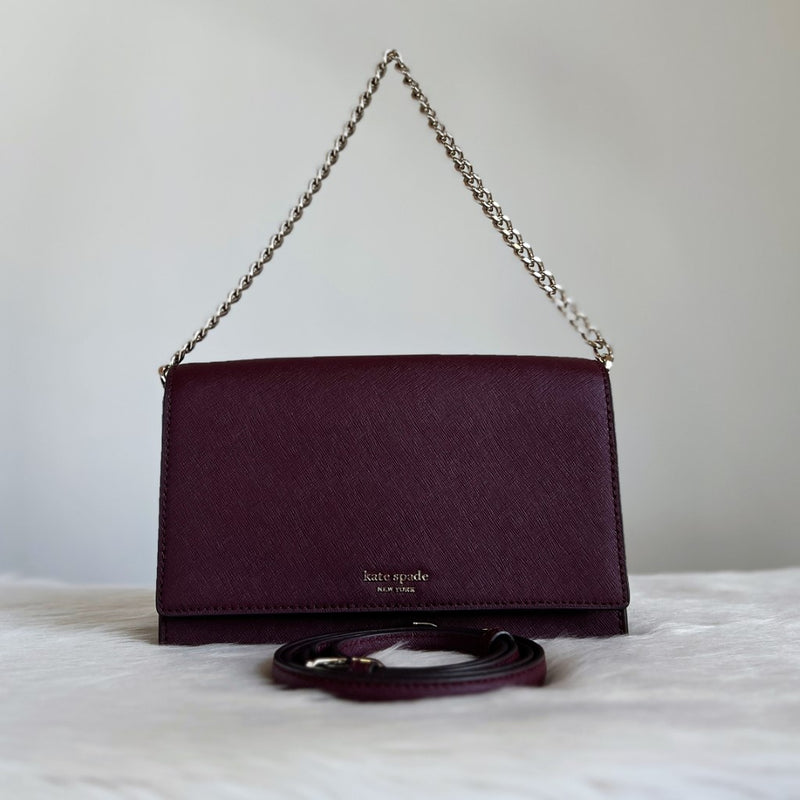 Kate Spade Bordeaux Leather Chain 2 Way Shoulder Bag Like New