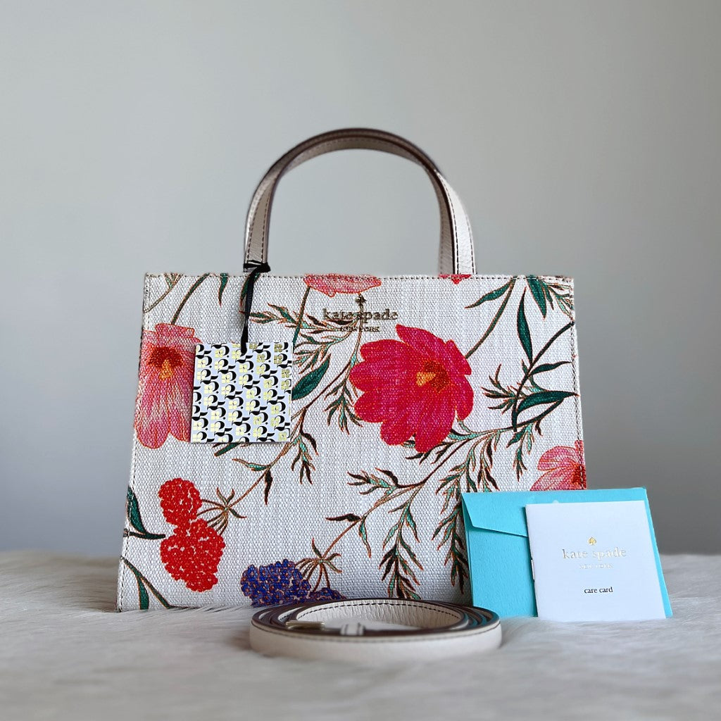 Kate Spade Floral Pattern Detail Triple Compartment 2 Way Shoulder Bag New with Tags