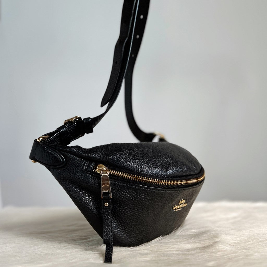 Coach Black Leather Front Logo Bum Bag Like New