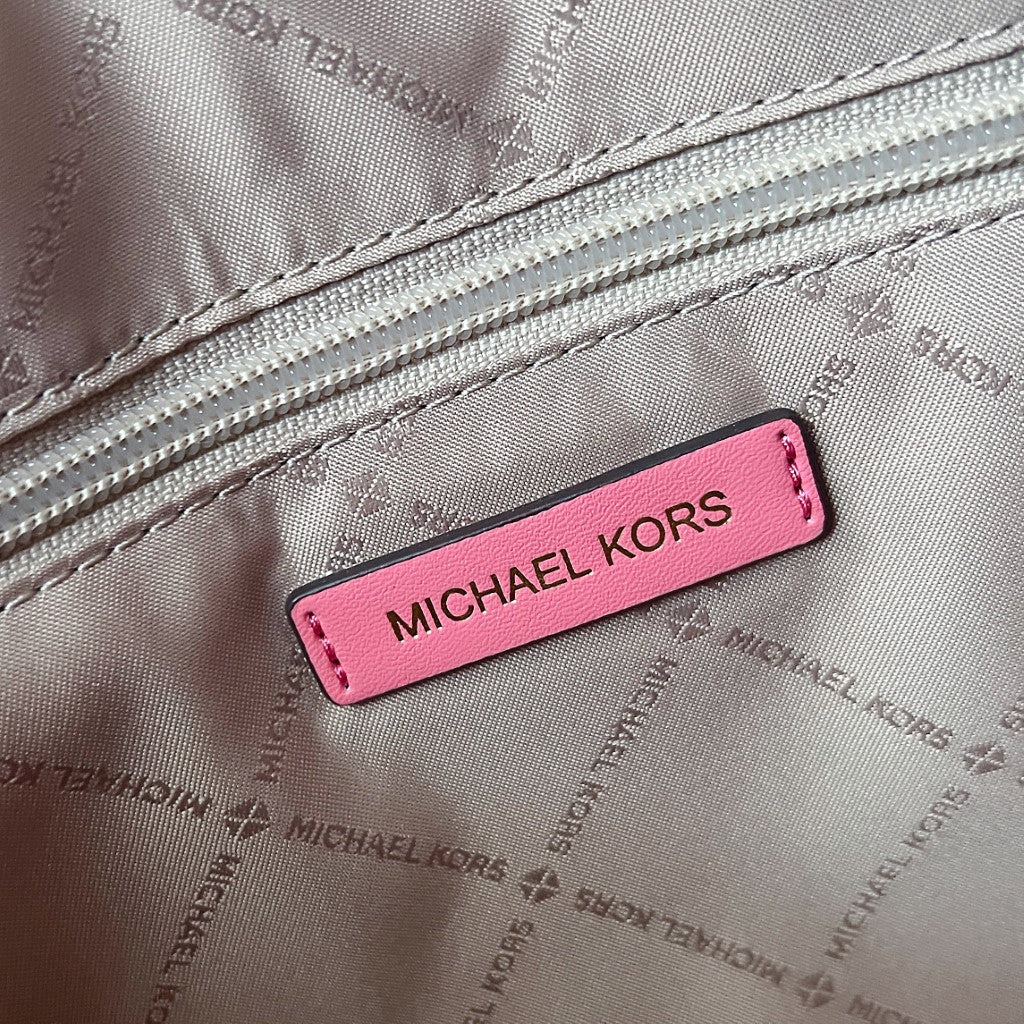 Michael Kors Pink Leather Trim Large Book Tote 2 Way Shoulder Bag Like New