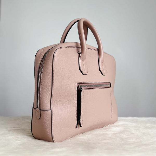 Bally Blush Pink Leather Business 2 Way Shoulder Bag Excellent
