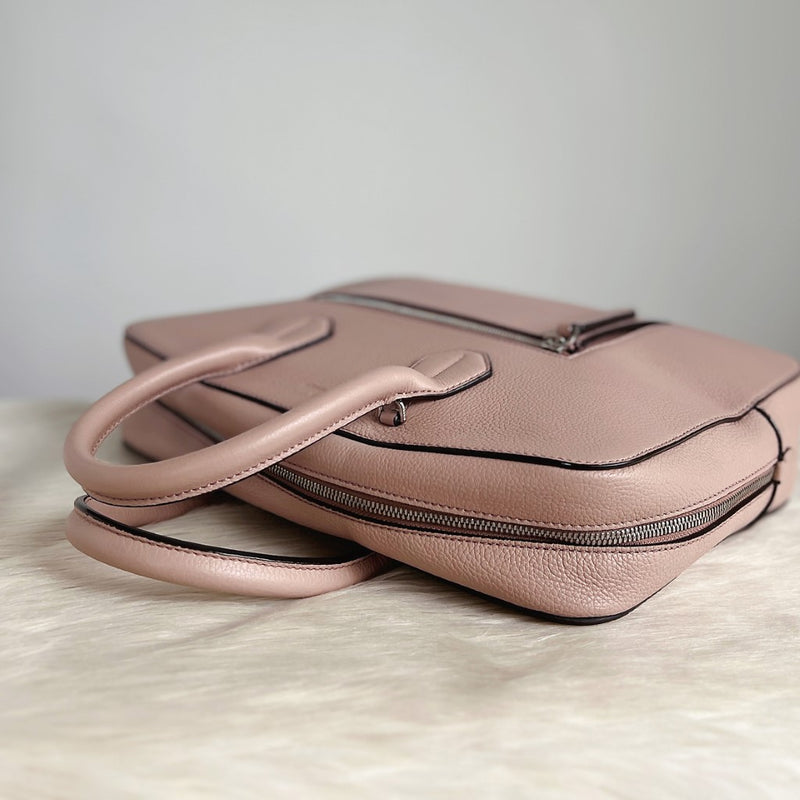 Bally Blush Pink Leather Business 2 Way Shoulder Bag Excellent