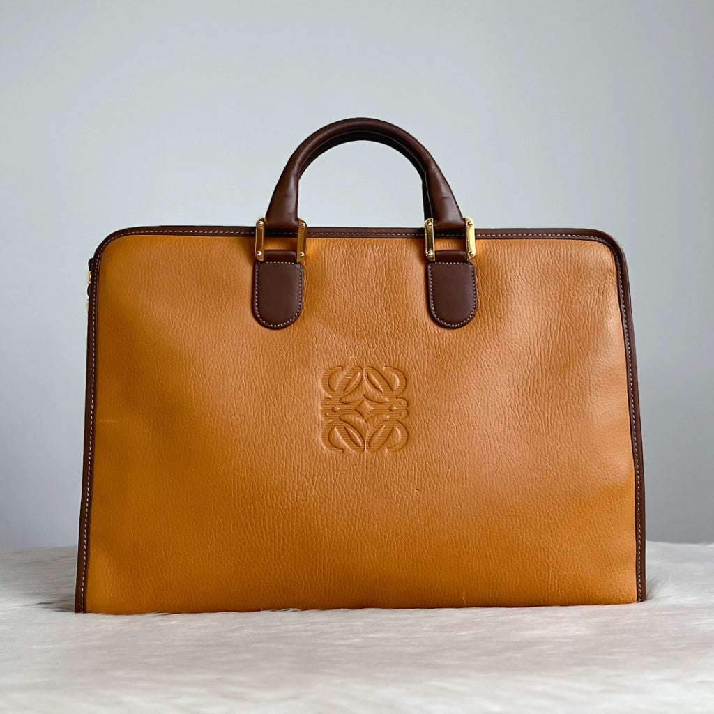 Loewe Two Tone Leather Business Large Tote Bag