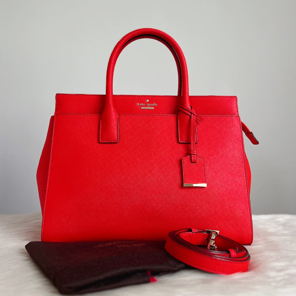 Kate Spade Red Leather Double Compartment 2 Way Shoulder Bag Like New