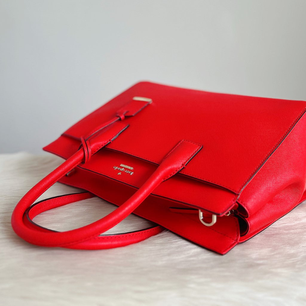 Kate Spade Red Leather Double Compartment 2 Way Shoulder Bag Like New