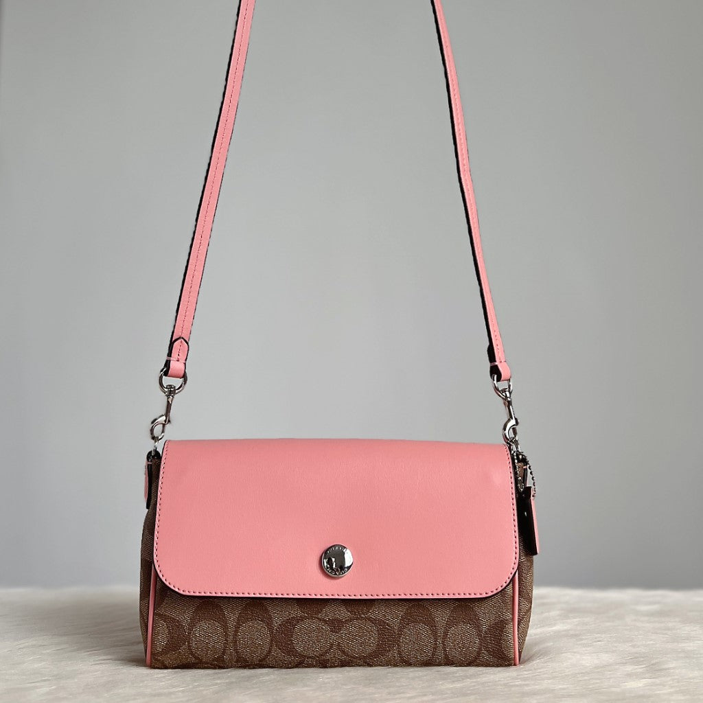 Coach Pink Leather Monogram Crossbody Shoulder Bag Like New