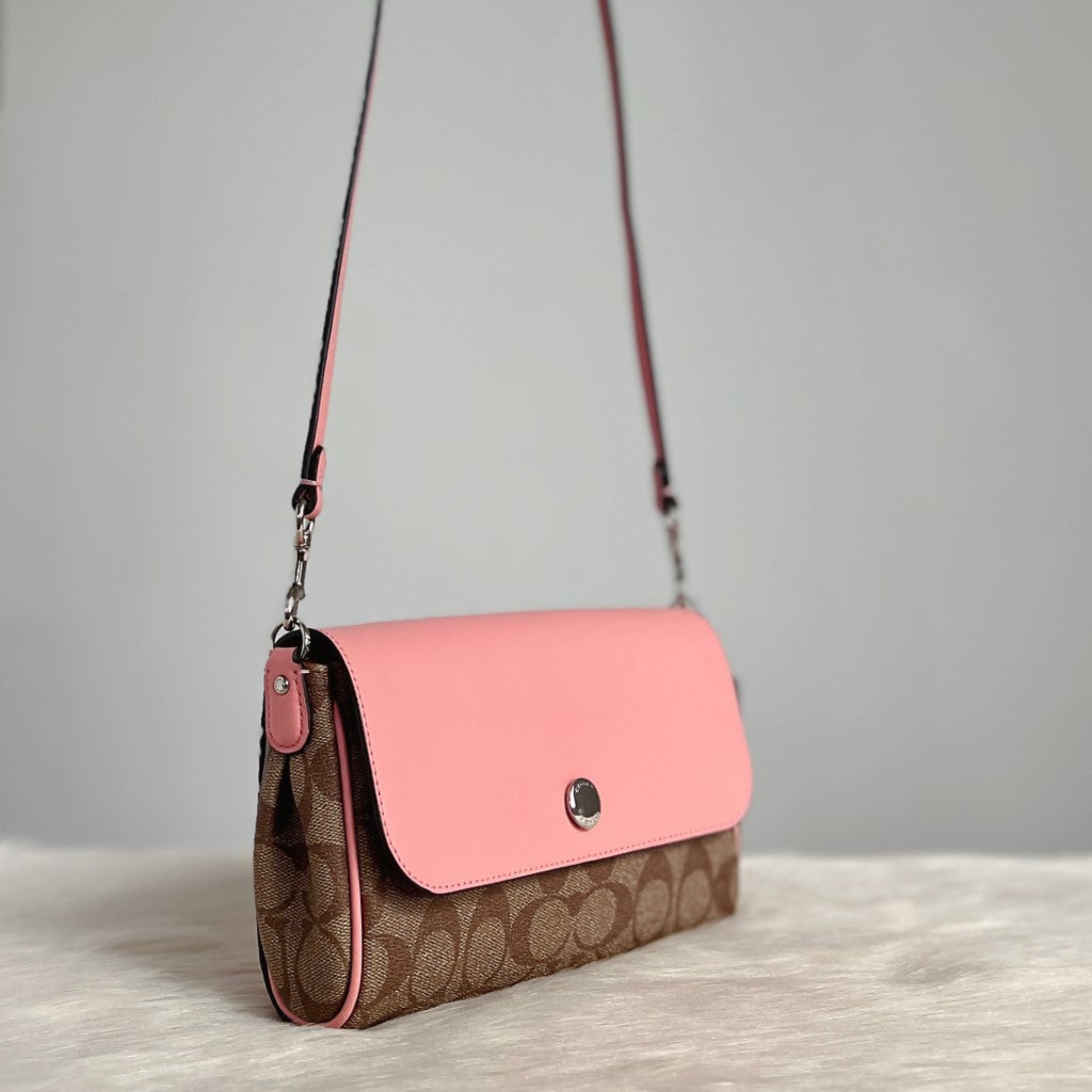 Coach Pink Leather Monogram Crossbody Shoulder Bag Like New